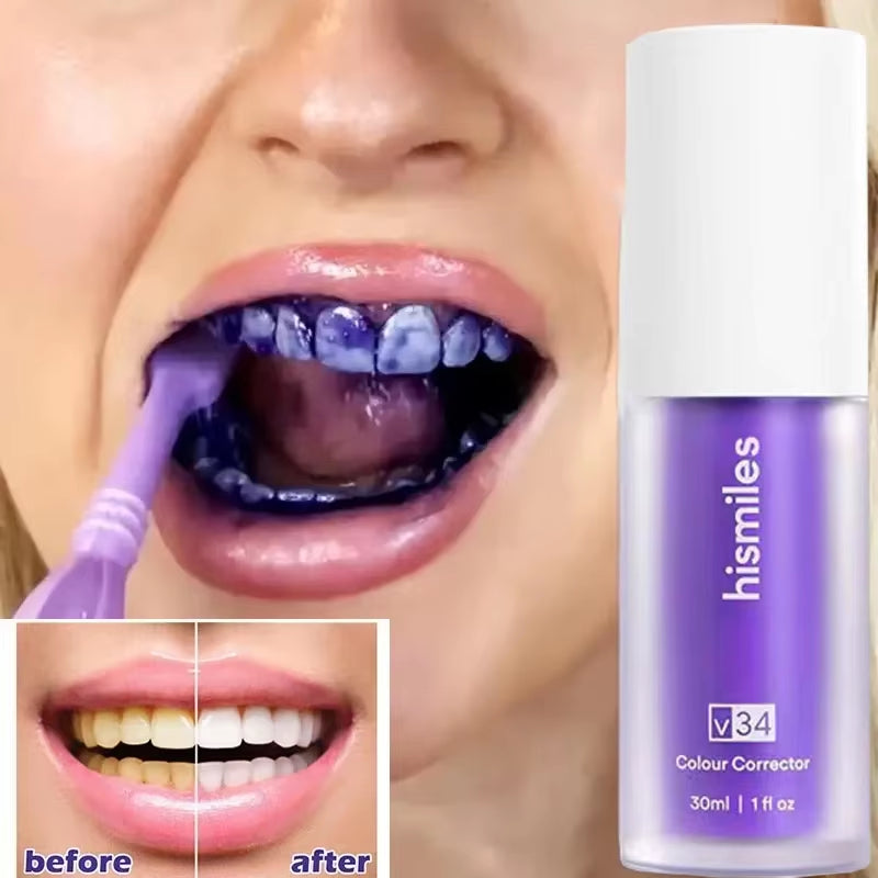 30Ml V34 Smilekit Purple Toothpaste Removes Tartar Clean Oral Hygiene Fresh Breath Whitening Teeth Care Products